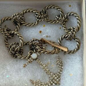Gold and Silver Anchor Charm Bracelet